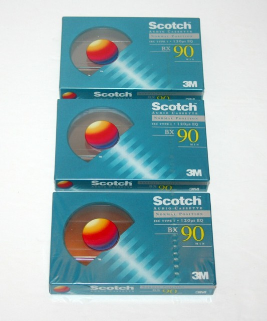 Lot of 3 Scotch Blank Audio Cassette Tapes, BX 90, Sealed, NEW, 3M eBay