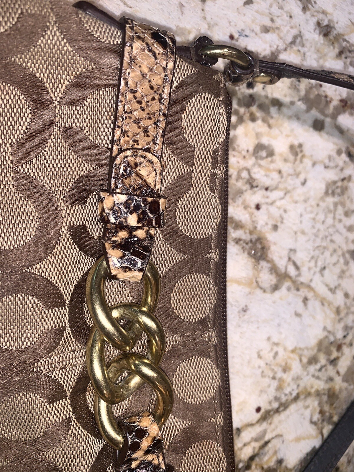 Coach Logo Python Chain Accent Wristlet Pouch Sig… - image 2