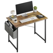 32" Computer Desk with Storage Bag for Home Office, Bedroom, Study, Brown