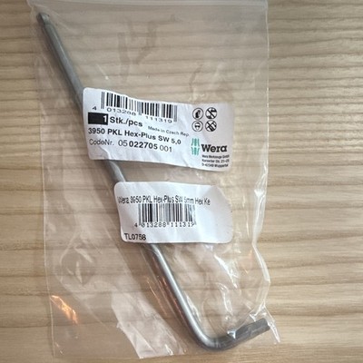 Wera 3950 PKL Hex-Plus 5mm Long Arm L-Shaped Hex/Allen Key, Steel 1pc