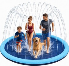 Non Slip Splash Pad for Kids and Dogs 60" Dog Pool Outdoor Water Toys Dogs,60"