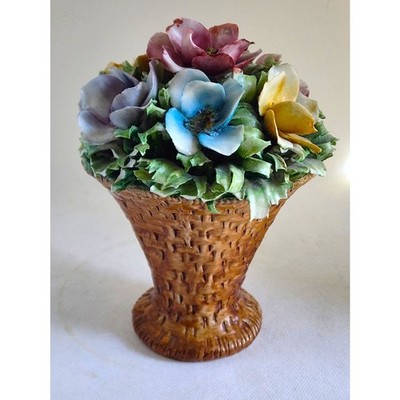 Capodimonte Porcelain Flower Basket Athena Italy Hand Painted