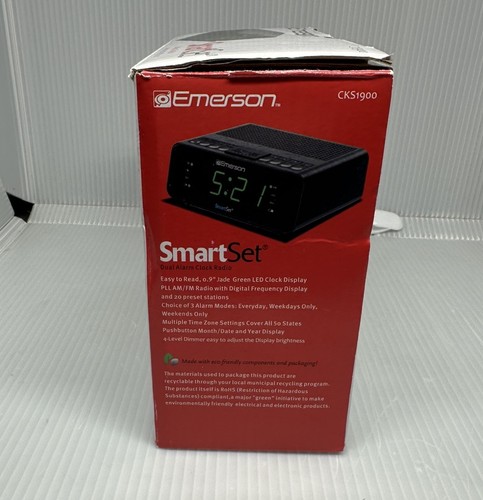 Emerson SmartSet Alarm Clock Radio With AM/FM, Dimmer, Sleep Timer & .9" Display 5 thumbnail image