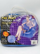 Inflatable 3 Pcs Chair Ottoman Furniture Blue Adult Sz 90s Y2K Retro Dorm RARE