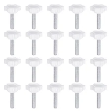 20pcs Star Knob M6 x 25mm Thread 25mm 6-Point Head Stud Hand Clamping Knob White