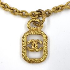 Chanel Coco Mark Clear Plate Necklace Women Gold One Size