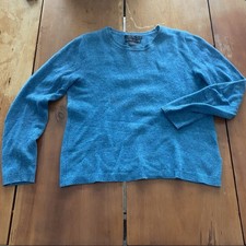 Cashmere Cerulean Blue Teal Tahari Crewneck Sweater in 100 Natural Fiber XS