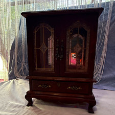 Wood Jewelry Box Cabinet with Mirror, Velvet ...