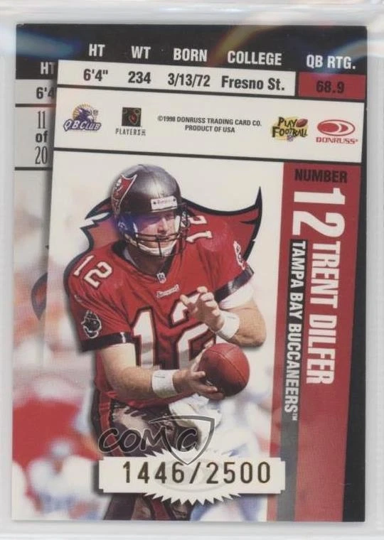 1998 Leaf Rookies & Stars Ticket Masters /2500 Warrick Dunn Trent Dilfer #11 - Image 2 of 2