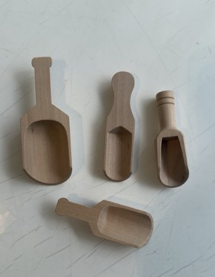 4PCS Wooden Shower Salt Scoop Powder Scoop Cereal Coffee Tea Leaf Scoop
