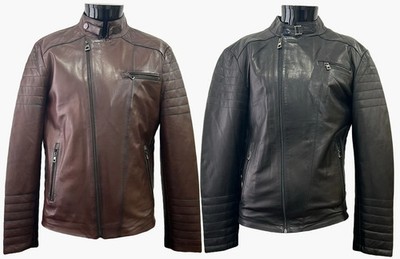 Herren Biker Echt Leder Jacke Stepp Style Cross Zip Motorradjacke B-6105