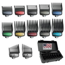 Hair Clipper Guide Comb Set 12 Guards 1/16-1 Inch Colored Clips Organizer