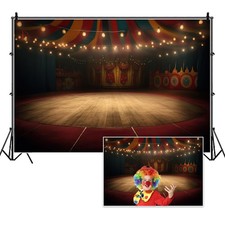 15x10ft Circus Stage Backdrop Circus Tent Interior Warm Lights Clown Paly Sho...