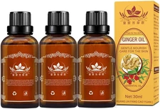 3 Pack Lymphatic Drainage Ginger Oil, Ginger Massage Oil to Promote Blood Circul