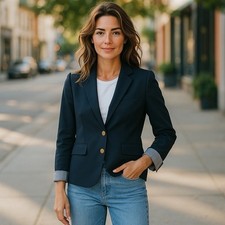 GAP Navy Blue Wool Blend Blazer   Women  s Size 0   Two-Button Front,