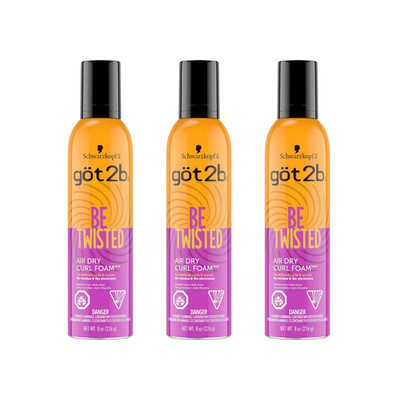 Got2b Be Twisted Air Dry Curl Foam, Pack of 3, Curl Defining Hair Styling Mousse