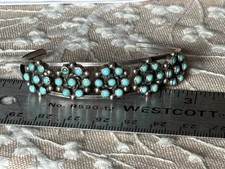 Sterling Silver Cuff Bracelet Petit Point Turquoise Zuni 14.1 G 26-9