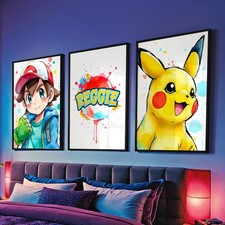 Personalised Pokemon Prints Childrens Bedroom Multicolour Wall Art Posters A3 A4