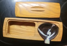 Zigarettenhalter und Aschenbecher mit Deckel Zigarettenspender HOLZ Vintage 70er