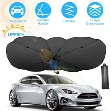 1Pc 57x33In Foldable Car Sun Umbrella Universal Sun Blocker Shield Shade Silver