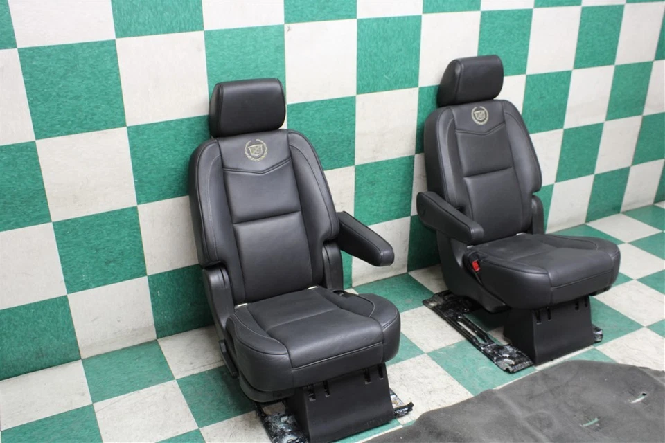 13' ESCALADE ESV Black Leather Heated Second Row Captains Seats Pair Carpet Trim - Изображение 3 из 4