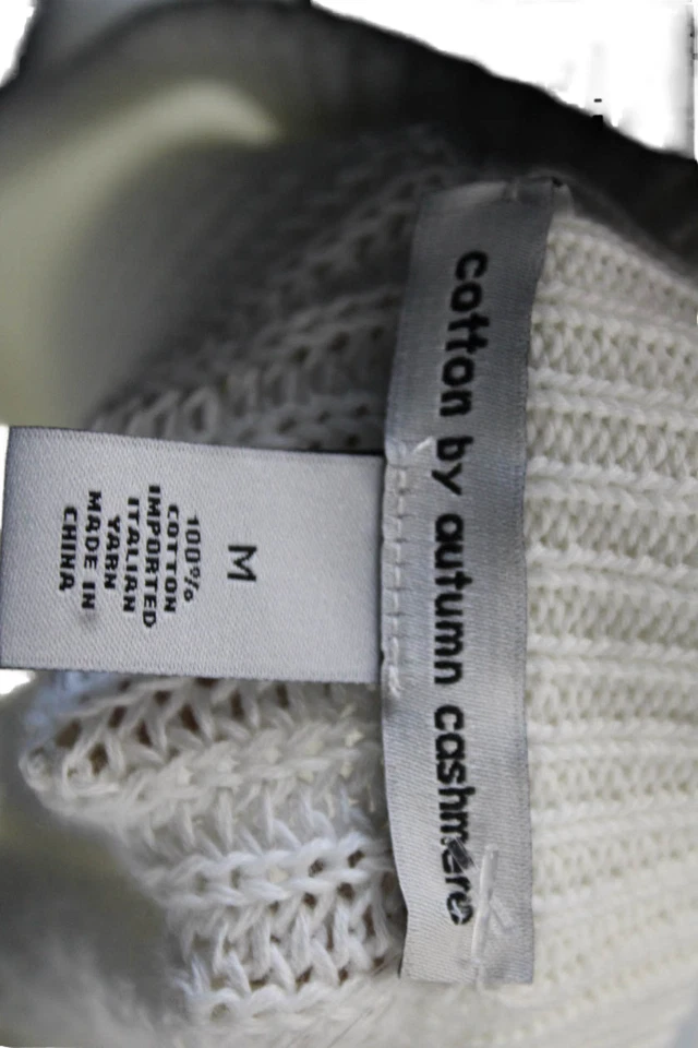 Suéter Pullover Algodón Para Otoño Cachemira Unisex Blanco Cuello Redondo Talla M Foto 4 de 4