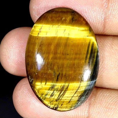 38,10 Ct Natürlicher Goldener Tigerauge Ovaler Cabochon Lose Edelstein