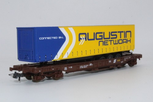 Roco HO DC 66974 Taschenwagen mit "AUGUSTIN network" und Zurüstteile der-ÖBB--88 | Condition: Gebraucht
