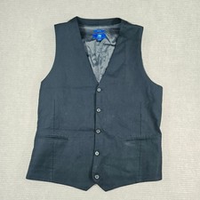 Egara Mens 2XLT Black 100 Wool Slim Fit Formal Suit Vest