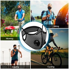 Reusable Cycling Sports Face Mask Breathing Valves With Active Carbon Filter US