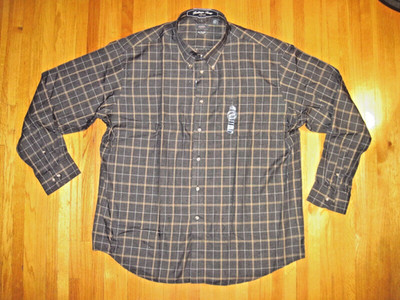 Arrow Heritage Twill Wrinkle Free Black/Gold Check Oxford Casual Shirt 2XL NWT