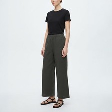 NWT Eileen Fisher Organic Cotton Pucker Wide-Leg Pant, PP-3X