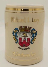 Vintage Munchweiler Pirmasens, Germany Micheal L. Levy 0.5L Stein 