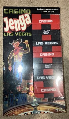 Jenga Casino Las Vegas Game with Betting Chips + Felt Roulette Board NIP Sealed