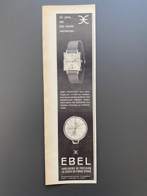 Ebel President Horlogerie De Precision 1963 Vintage Ad Werbung Reklame