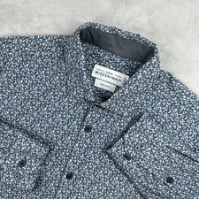 Mizzen+Main Leeward Shirt Mens Large Blue Floral Trim Fit Performance Button Up
