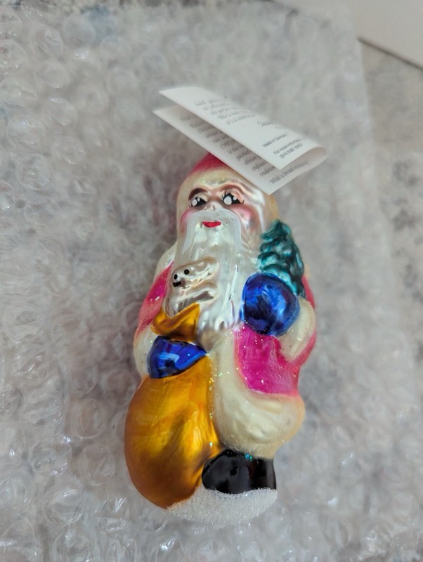 Christopher Radko Tucks Rosy Cheek Santa Claus Hanging Christmas Ornament 1996