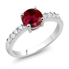 Created Ruby Engagement Anniversary Promise Ring For Women,Girls (1.24 Cttw,