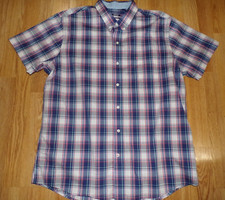 IZOD Non Iron Stretch Multi-Color Plaid Cotton Blend Short Sleeve - Size XL