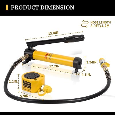 Multi-Section Hydraulic Cylinder Jack 20T + CP-180 400cc Hydraulic Hand Pump Kit