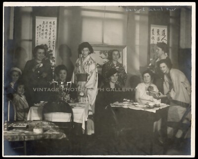 Antique Photo Banard School Fair Chinese Asian Theme Tea Party New York NY