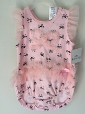 Little Beginnings Tutu Bubble Pink Turquoise Ribbon Pattern Girl's Size 18M  NWT