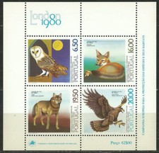 PORTUGAL 1980 '' ANVIRONMENTAL PROTECTION - ANIMALS BIRDS  '' SHEET MNH (026)