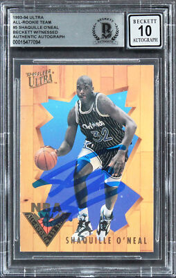 Shaquille O'Neal Signed 1993 Ultra All Rookie Team #5 Card Auto 10! BAS Slabbed