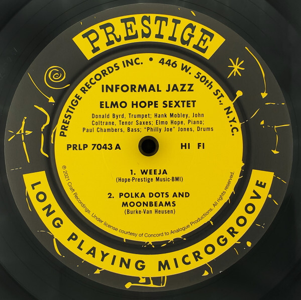 Elmo Hope Sextet - Informal Jazz (LP, Album, Mono, Ltd, RE