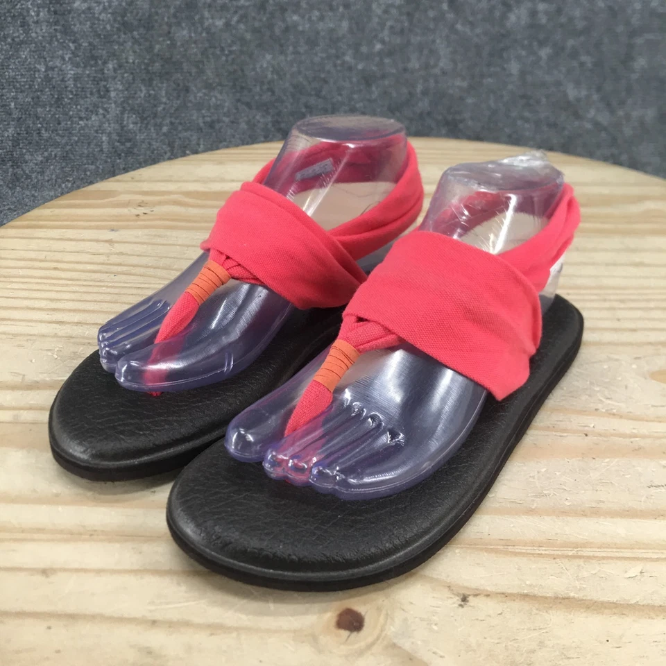 Sandalias Sanuk para mujer 8 eslinga de yoga 2 correas traseras cómodas planas tela rosa Foto 3 de 4