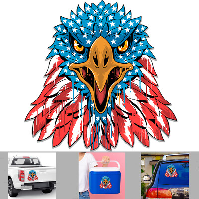 Snarling BALD EAGLE AMERICAN FLAG STICKER TRUCK USA Attack Vinyl DECALS Window