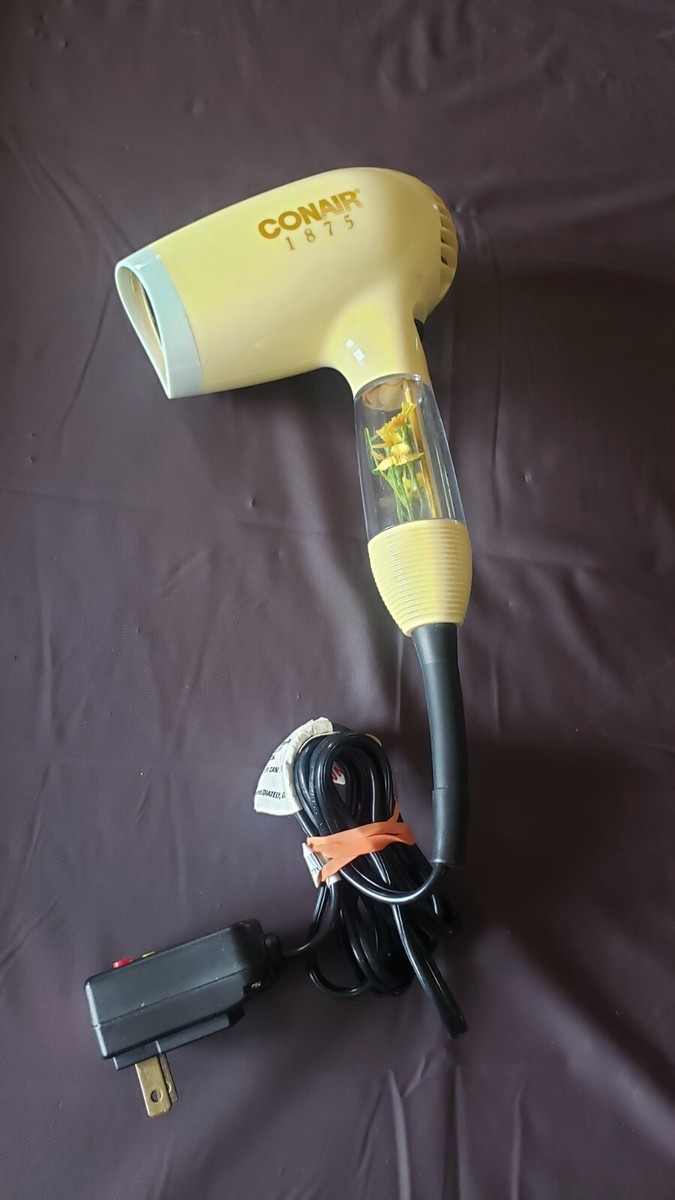 Vintage Conair 1875 Hair Dryer With Yellow Flowers In Clear Handle