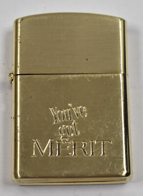 Vintage You've Got Merit Cigarette Advertising Gold Color Lighter Made in Korea