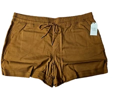 NWT Time And Tru Womens Brown Shorts Size XXL (20) Elastic Waist